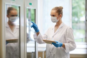 Doctor using tablet at work